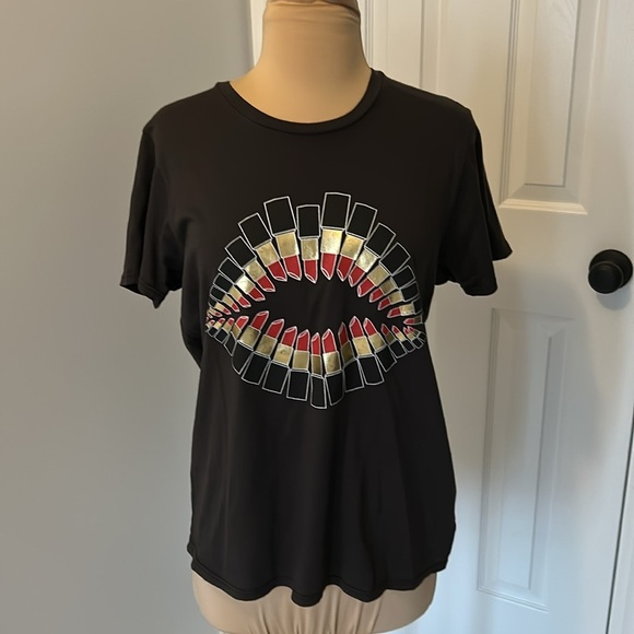 Lauren Moshi Foil Lipstick Wolf Tee Onyx - Picture 2 of 8